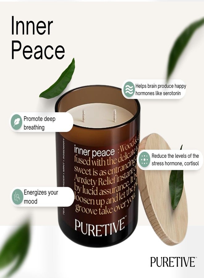 Puretive شمعة معطرة بيورتيف إنر بيس - مصنوعة من شمع الصويا النقي 100% مع زهر البرتقال، السرو، الجريب فروت، والأوكالبتوس | مدة احتراق 35 ساعة | هدية للاسترخاء وتزيين المنزل - Image 3